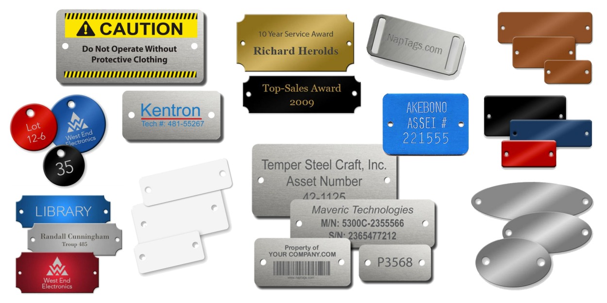Custom Metal Tags for Commercial and Industrial Applications, Engraved, Blank or Color Printed - NapTags.com